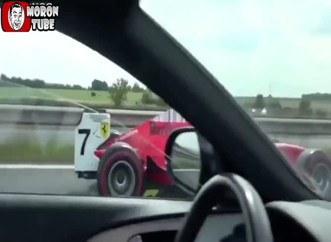 Video :He drives a race automobile down the highway in the Czech Republic